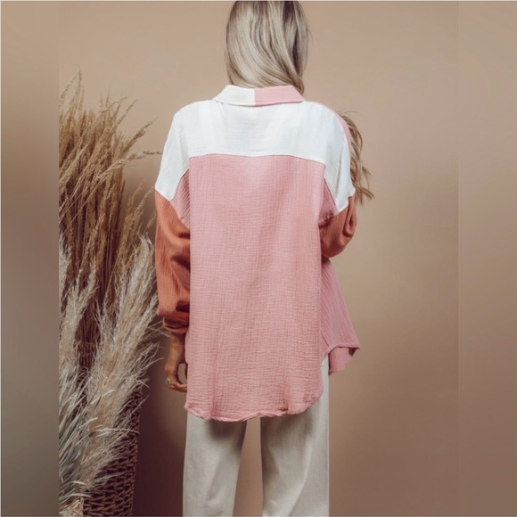 HEYDAY Colourblock Button-Down Shirt - Picture 4 of 7